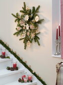 Staircase decorated with Abies nordmanniana (Nordmann fir)