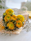 Pinned heart of Ranunculus, Cytisus, Hedera