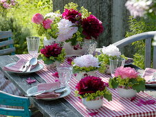 Table decoration with peonies