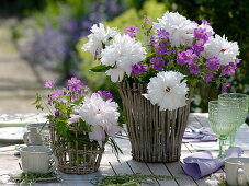 Early summer bouquet with Paeonia (peonies) and geranium