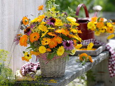 Spätsommerstrauß : Calendula (Ringelblumen), Echinacea purpurea