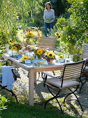 Sunflower table decoration in late summer