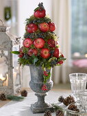 Apple cone on gray spindle vase