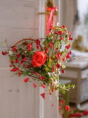 Wicker heart with red rose