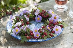 Asters and hawthorn wreath