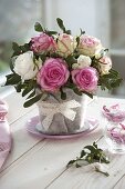 Bouquet of Rosa (roses) and Viscum album (mistletoe)