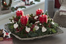 Natural Advent wreath made of Abies nobilis (Nobilistanne)