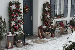 Christmas decorated house entrance