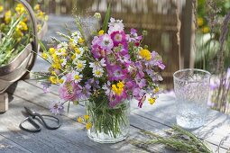 Meadow Bouquet with pink (rose), chamomile (Matricaria), coronilla