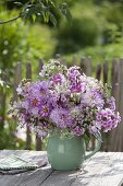 Summer bouquet with Phlox (flame flowers), Dahlia (dahlias), Cosmos