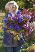 The last garden bouquet of blue and purple flowers