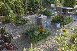 Building square flowerbeds on concrete paving