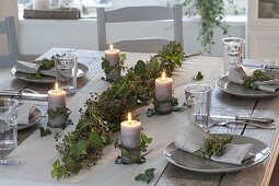 Ivy table decoration with candles