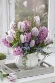 Fragrant spring bouquet with Tulipa 'Flaming Flag' (tulip)