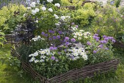 Bed with hazel-rod border