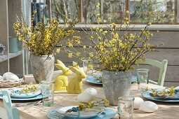 Covered easter table in the winter garden