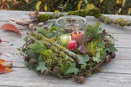 Floristische Dekorationen mit Fundstücken aus dem Herbstwald