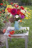 Putting cottage garden flowers bouquet