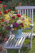 Putting cottage garden flowers bouquet