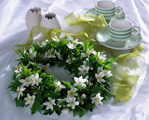 Plate wreath with wood anemones