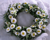 Plate wreath with Daisy, box and white-coloured Hedge maids