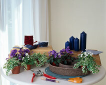 Advent wreath made of indoor plants