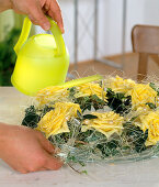 Wreath of Hedera (ivy) and yellow roses