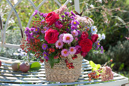 Autumnal bouquet of Rose, aster