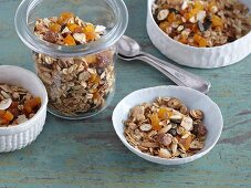 Granola with coconut chips and dried apricots