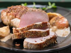 Roast pork with cider and apples