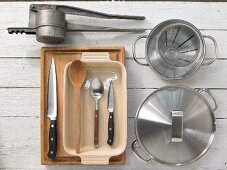 Kitchen utensils for making Shepherd's Pie