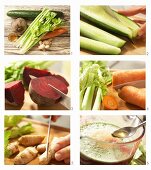 How to make juice with cucumber, celery, beetroot, carrot and ginger
