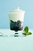 Mint zabaione with blueberries