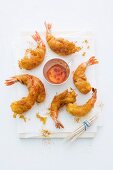 Curry tempura prawns with chilli dip
