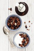 Muesli with dried cherries, buckwheat and coconut pieces
