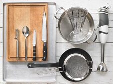 Kitchen utensils for making pumpkin soup