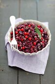 Purple cabbage braised with soya and cranberries (vegetarian)