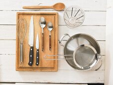 Kitchen utensils for making vegetable soup