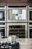 Fitted appliances in modern kitchen