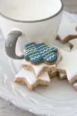 Cinnamon stars and mittens-shaped iced biscuit