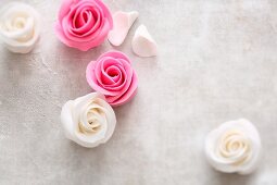 Pink and white marzipan roses