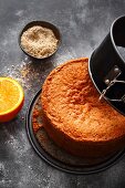 Orange and nut sponge base for multi-layered cakes
