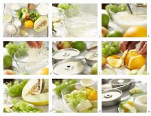 Dickmilch-Blanc-Manger mit Obstsalat zubereiten