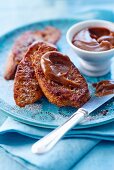 French toast with milk and jam