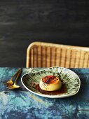 Mexican holy trinity flan with candid chilli and chocolate crumb