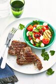 Lamb Chops and Grilled Zucchini Salad