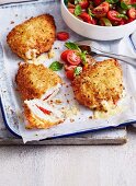 Cheese and Capsicum Stuffed Chicken Schnitzel