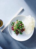 Beef tartare with herbs and nuoc cham