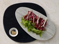 Beef fillet tataki with mirin and soy sauce
