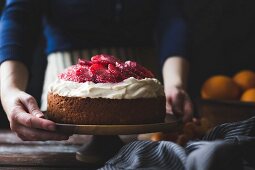 Blood orange and corn flour ricotta cake with whipped mascarpone, gluten-free